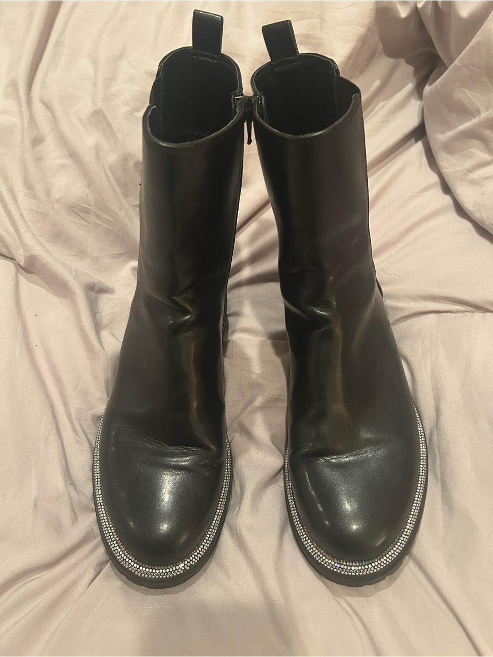 INC International Concepts Black Rhinestone-Trim Ankle Boots